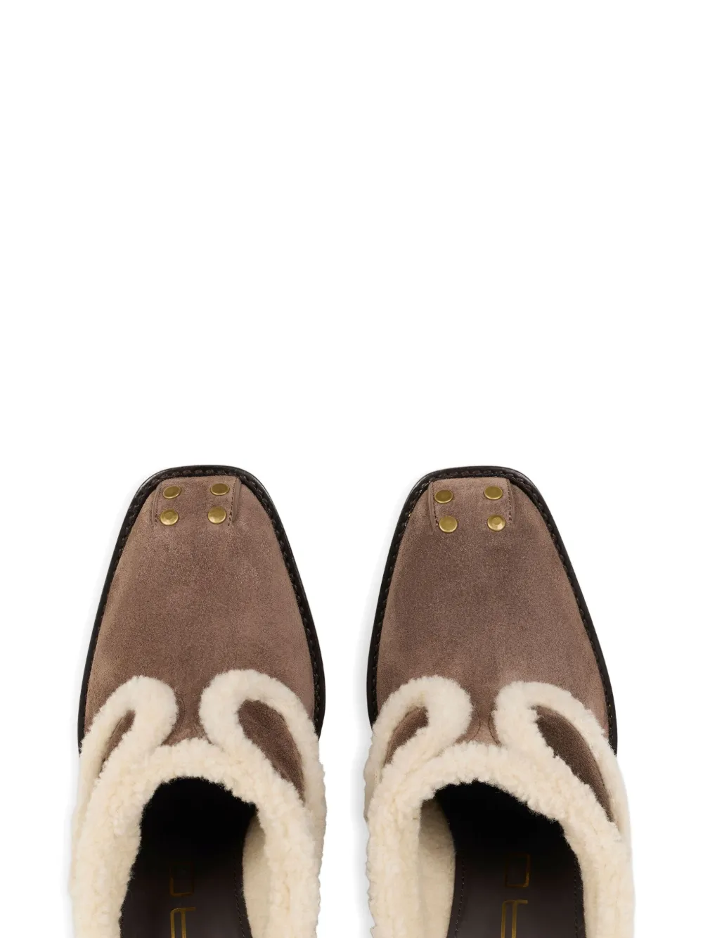 Etro 105mm Shearling-trimmed Suede Mules In Brown