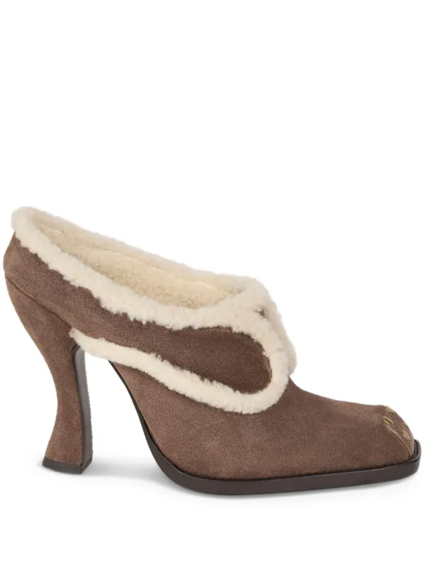Etro 105mm Shearling-trimmed Suede Mules in M0696
