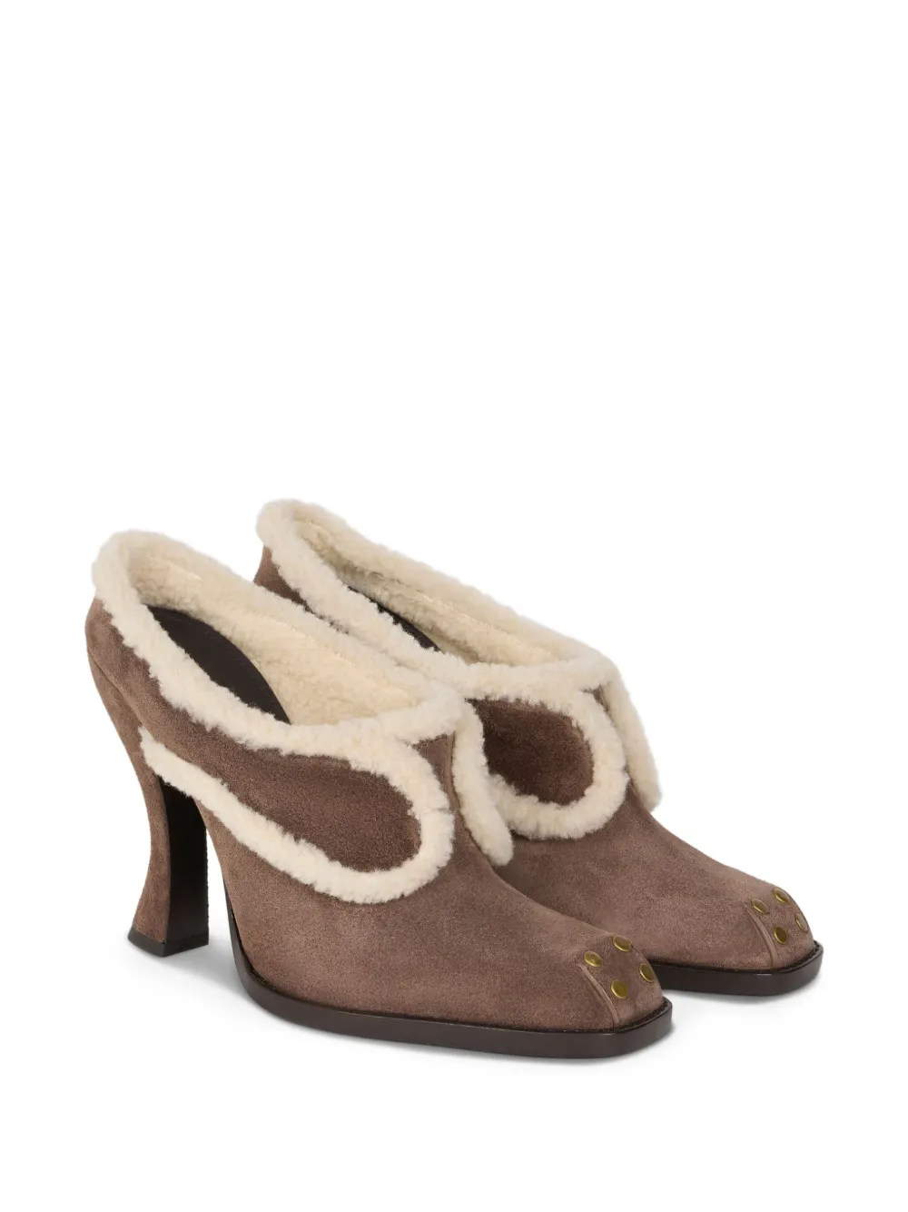 ETRO 105mm shearling-trimmed suede mules | Heeled Mules | Image 2