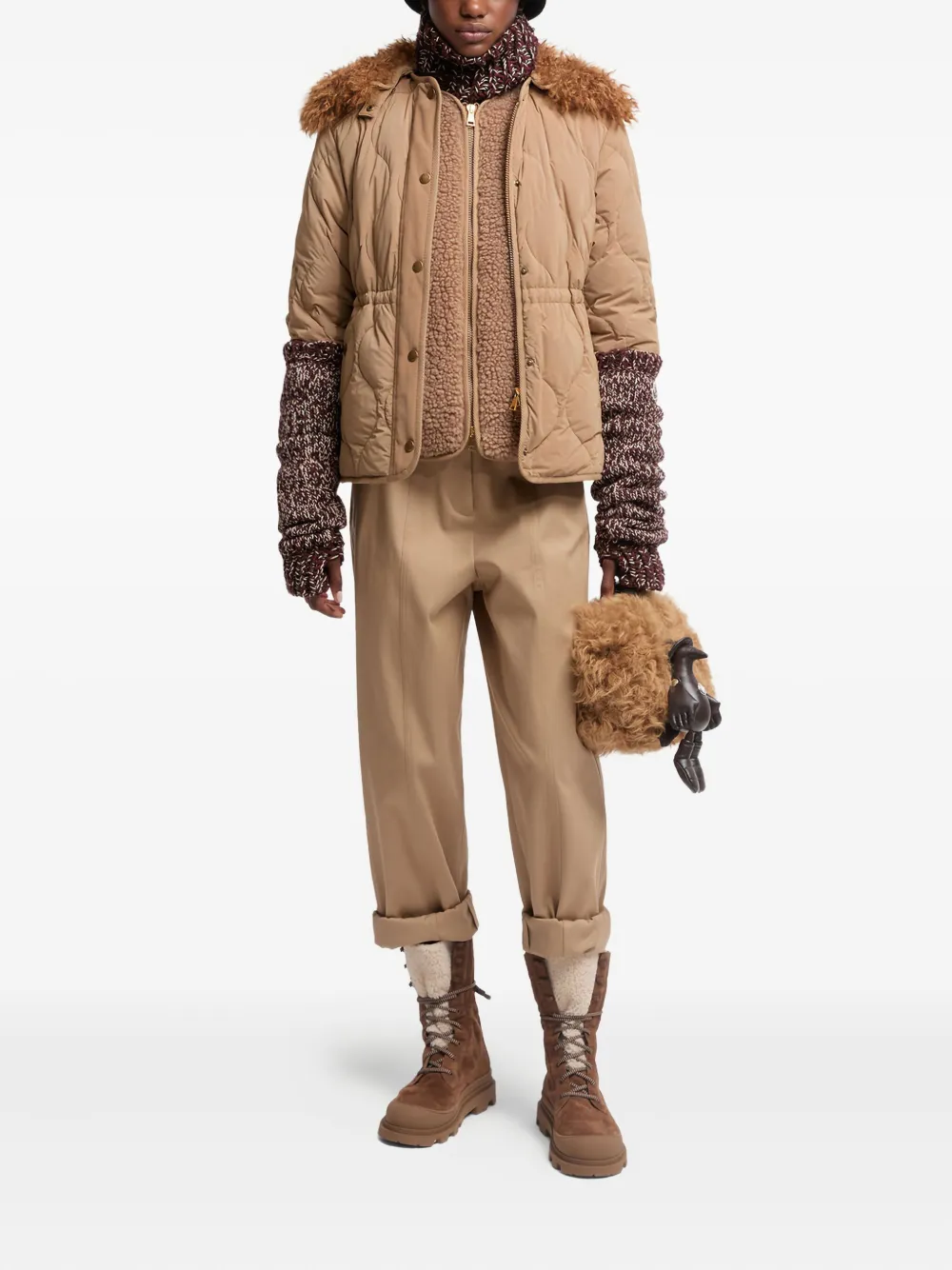 Moncler Broek met logopatch - Beige