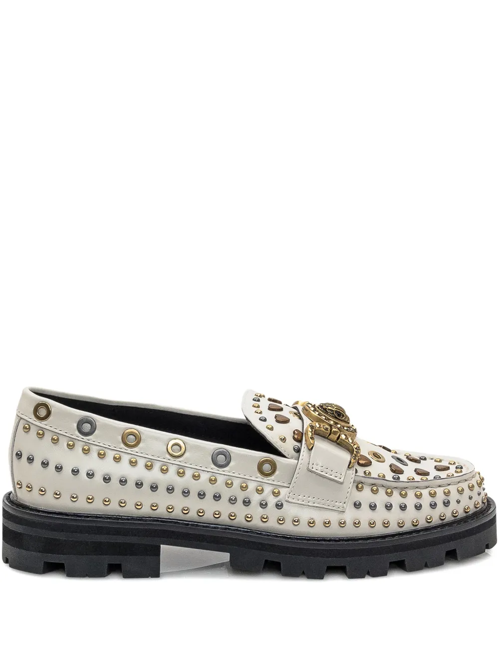 Kurt Geiger Mansion Stud-embellished Loafers In Neutral