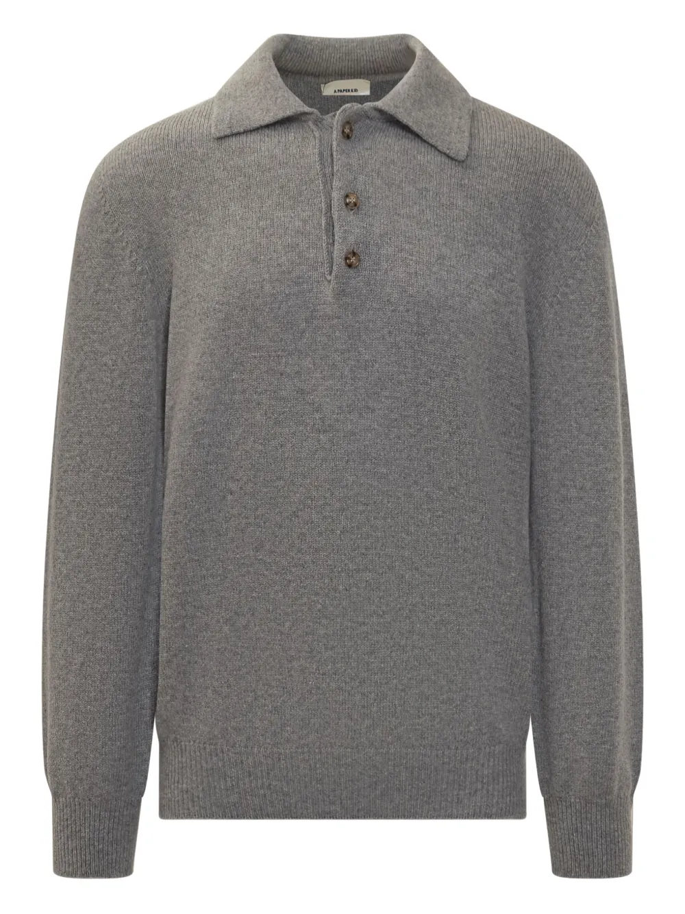 A Paper Kid knitted long-sleeve polo shirt | Grey | Image 1