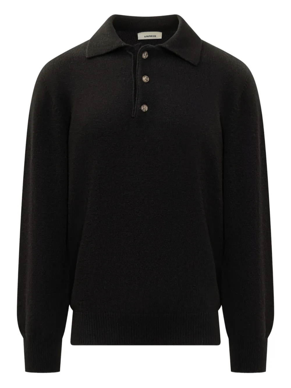 A Paper Kid knitted long-sleeve polo shirt | 黑色 | Image 1