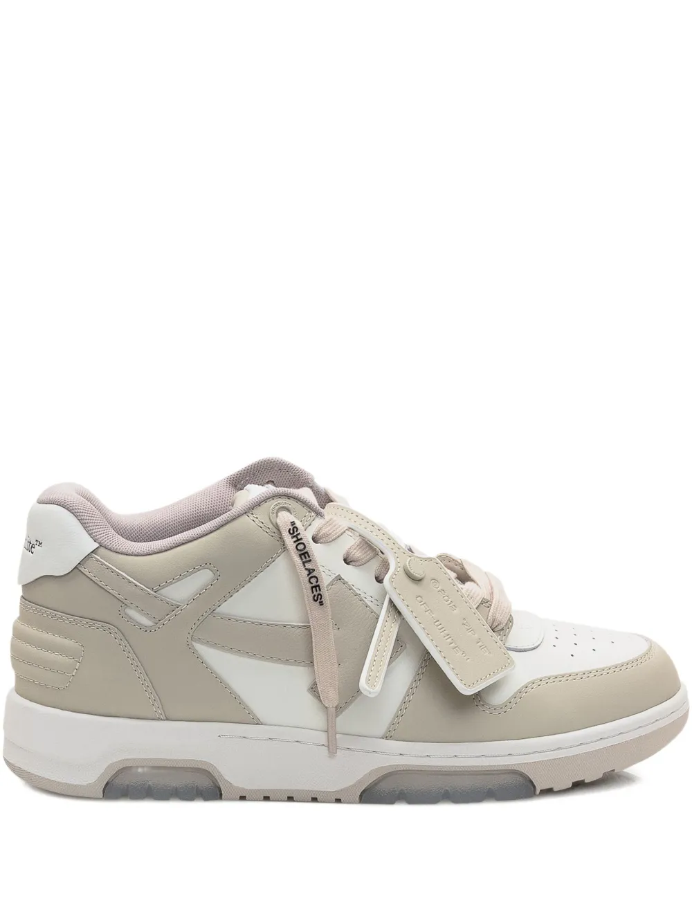 Off-White Out Of Office arrow-detail calfskin sneakers Beige