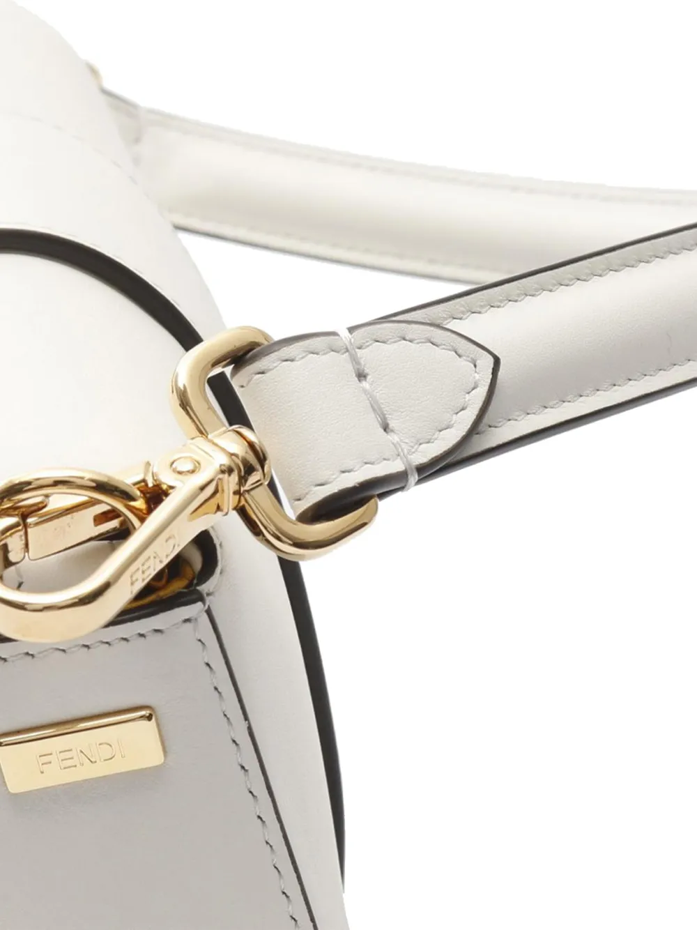 Pre-owned Fendi 2010-2025 Versace Vitello Seta Fendace Mini Brooch Baguette Satchel In White