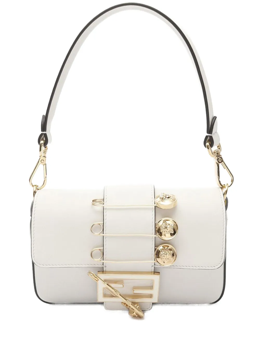 Fendi Pre-Owned 2010-2025 Versace Vitello Seta Fendace Mini Brooch Fendi Pre-Owned 2010-2025 Versace Vitello Seta Fendace Mini Brooch