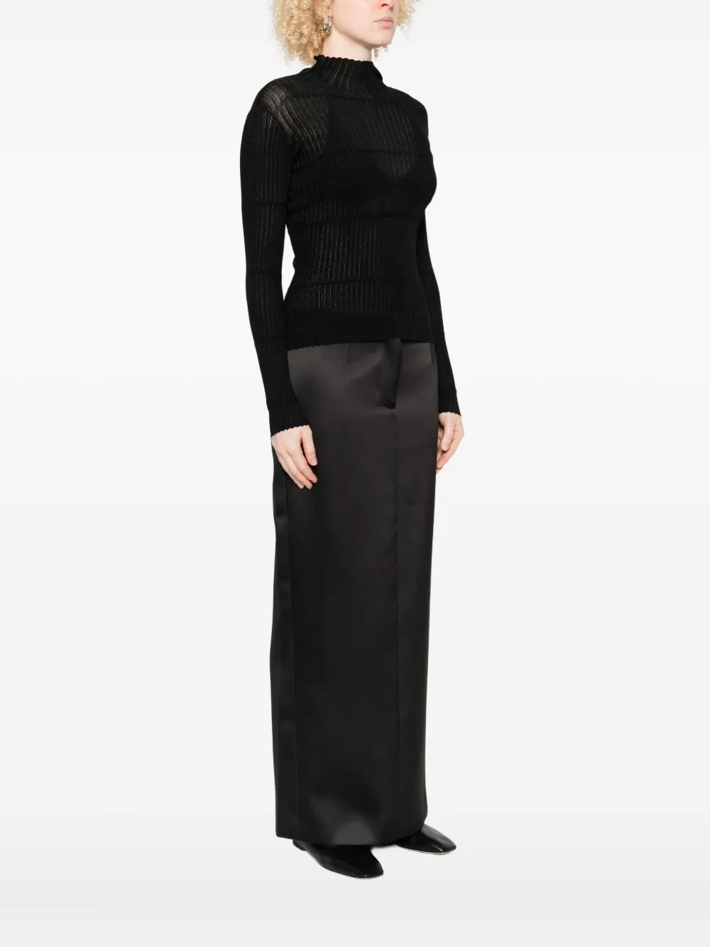 Emporio Armani Rib-knit High-neck Sweater In Black