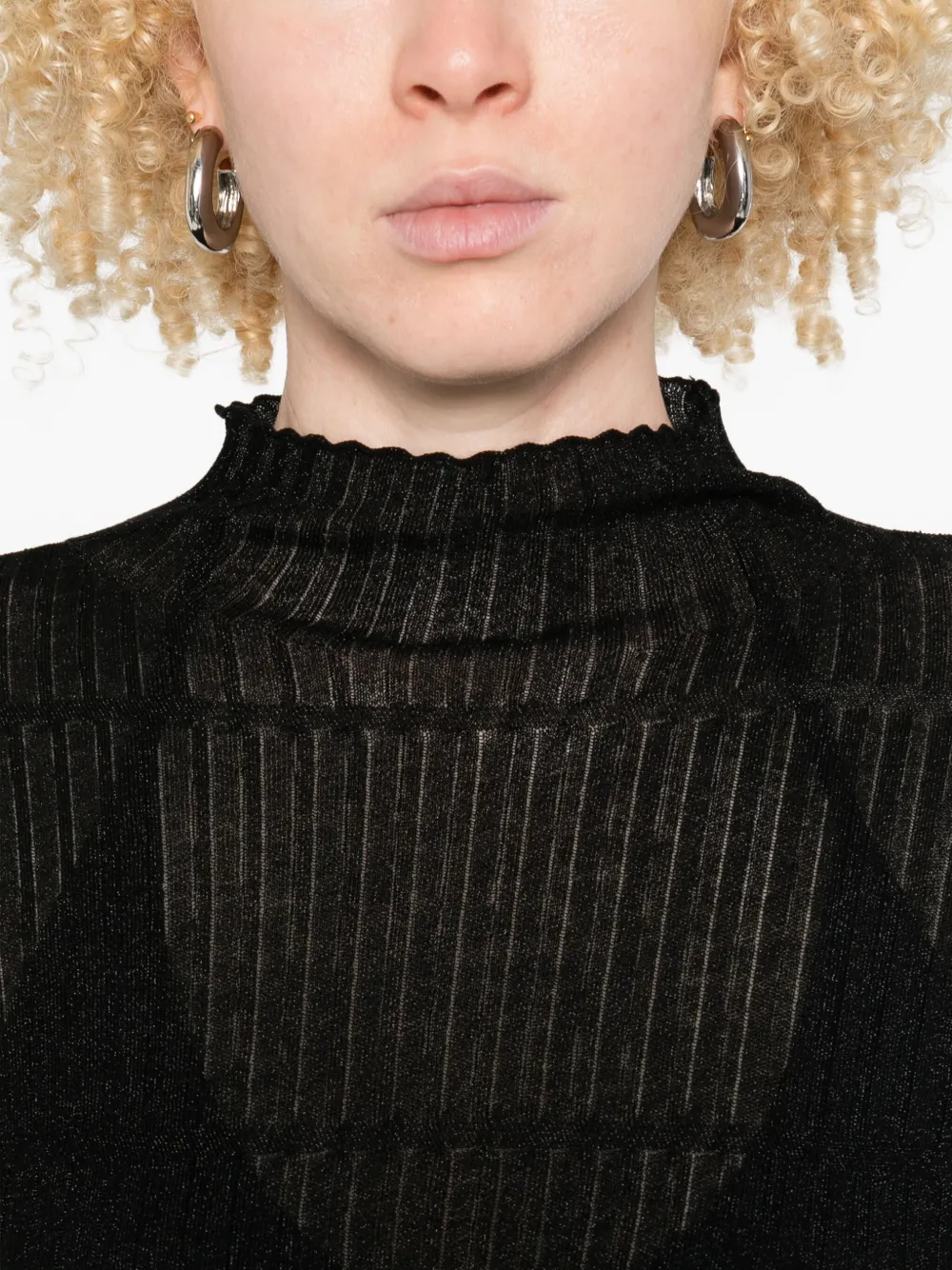 Emporio Armani Rib-knit High-neck Sweater In Black