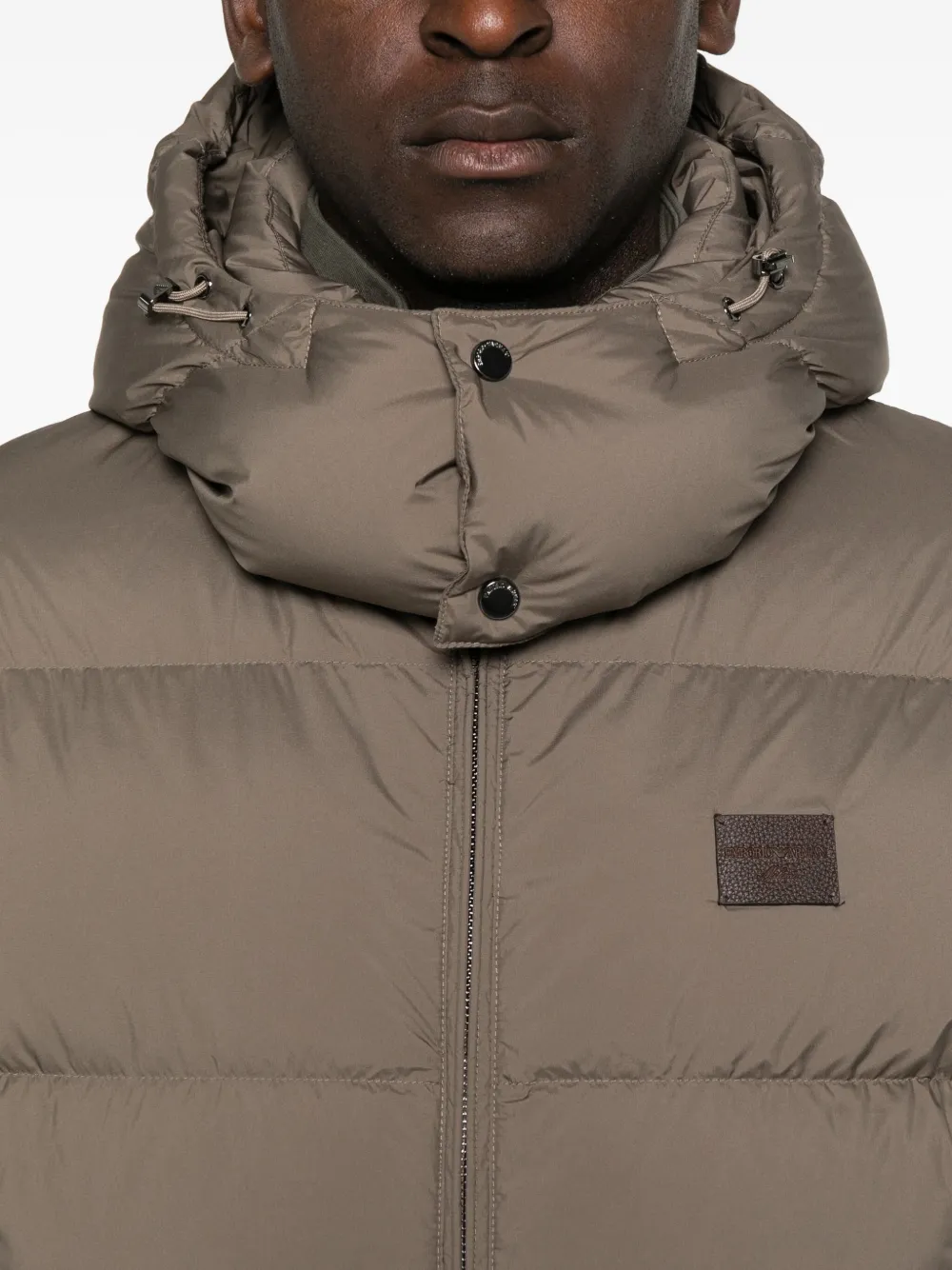 Emporio Armani Gewatteerde jas met capuchon Beige