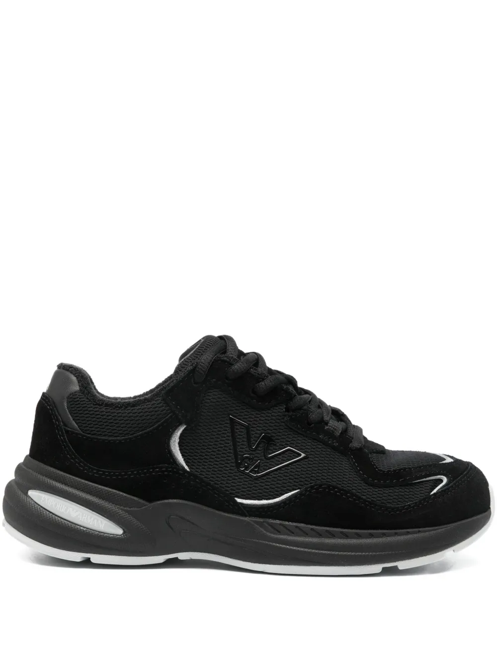 Emporio Armani suede-panel lace-up sneakers Black
