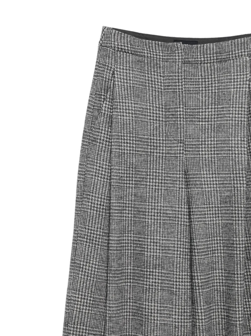 Emporio Armani High Waist Checked Trousers Pleated Front In Gray