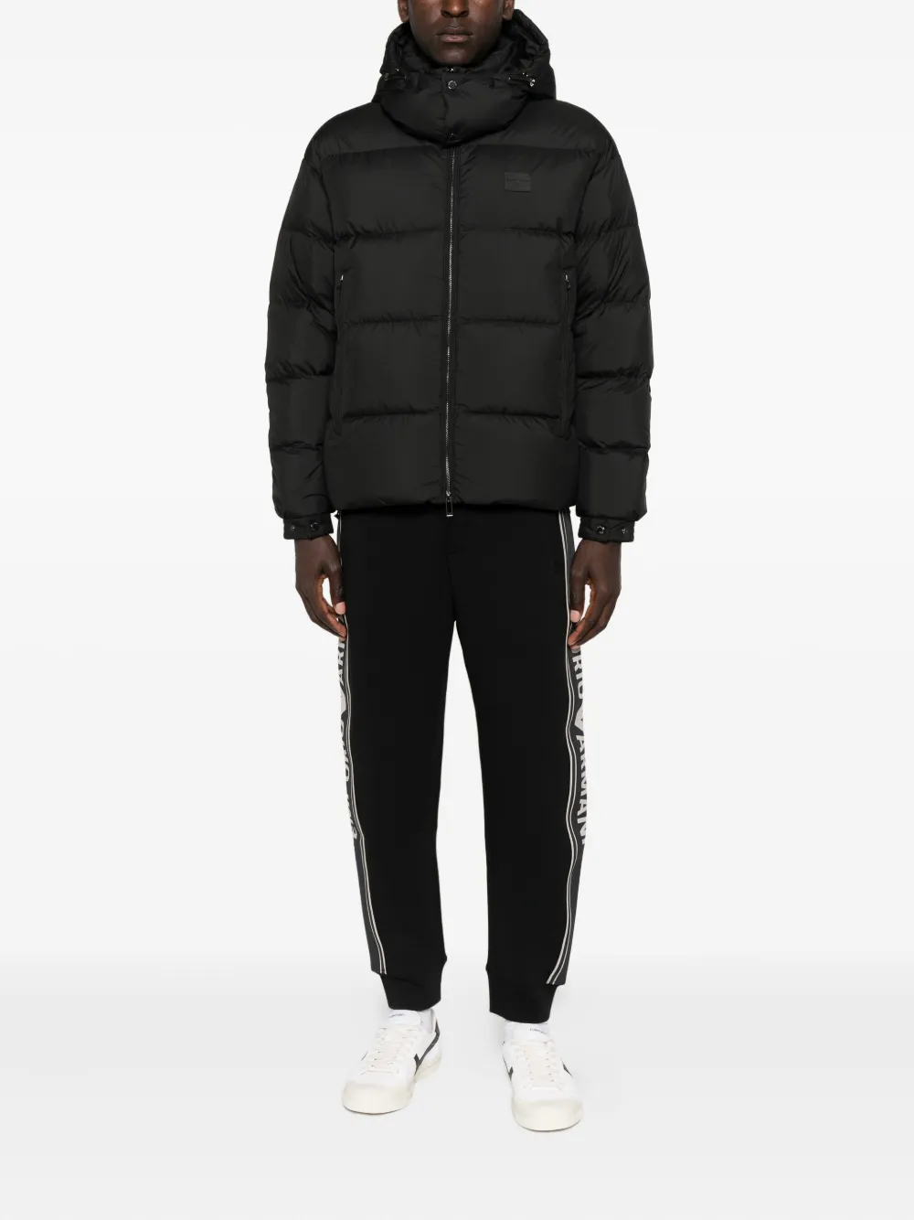 Emporio Armani Gewatteerde jas met capuchon - Zwart