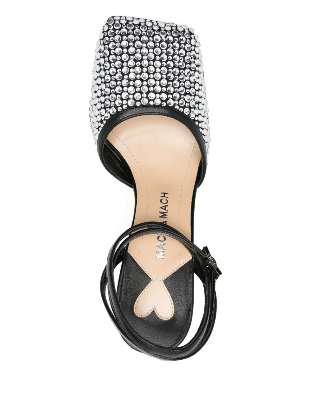 MACH & MACH 95mm crystal-embellished ankle-strap pumps Black