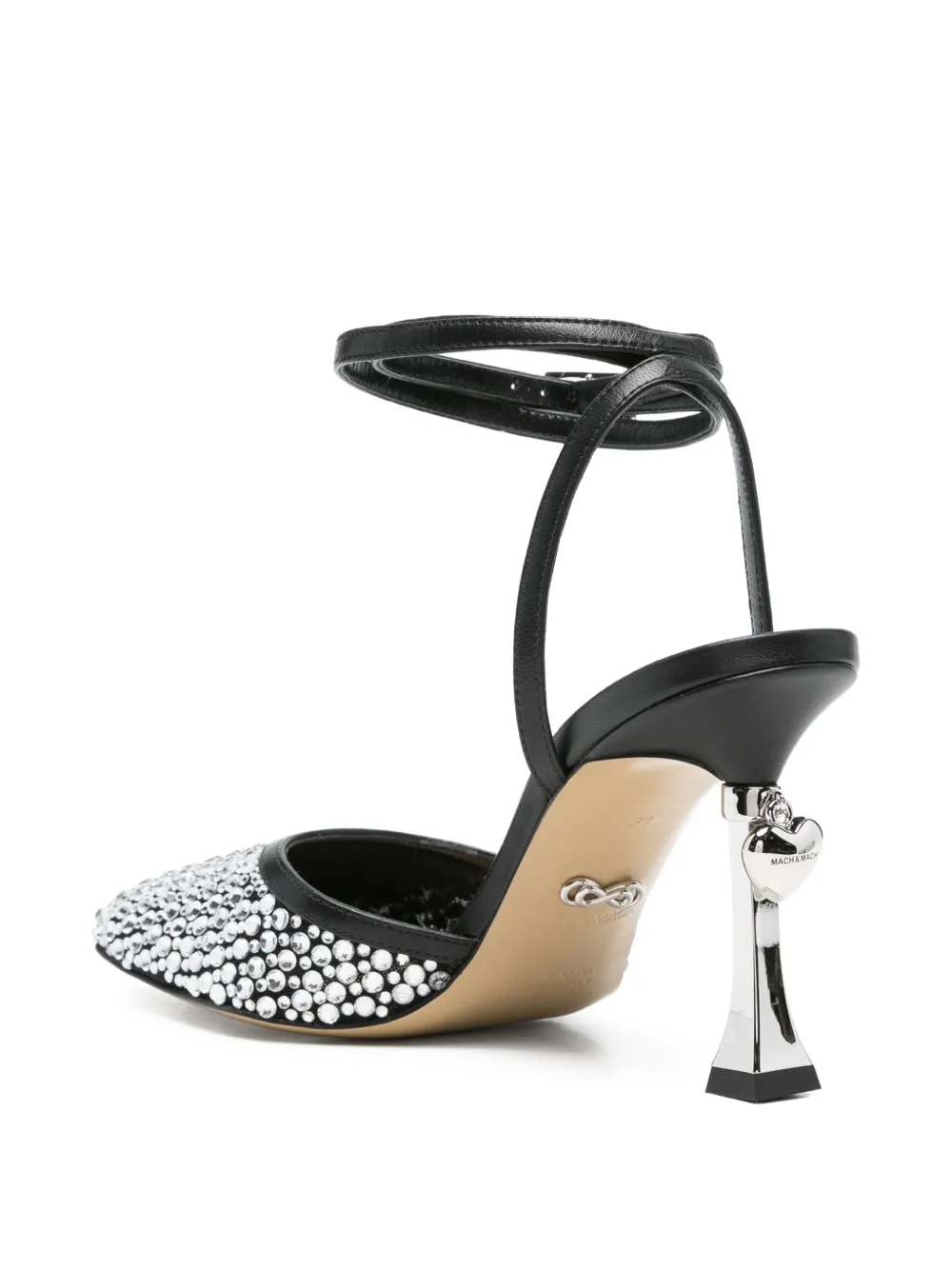 MACH & MACH 95mm crystal-embellished ankle-strap pumps Black