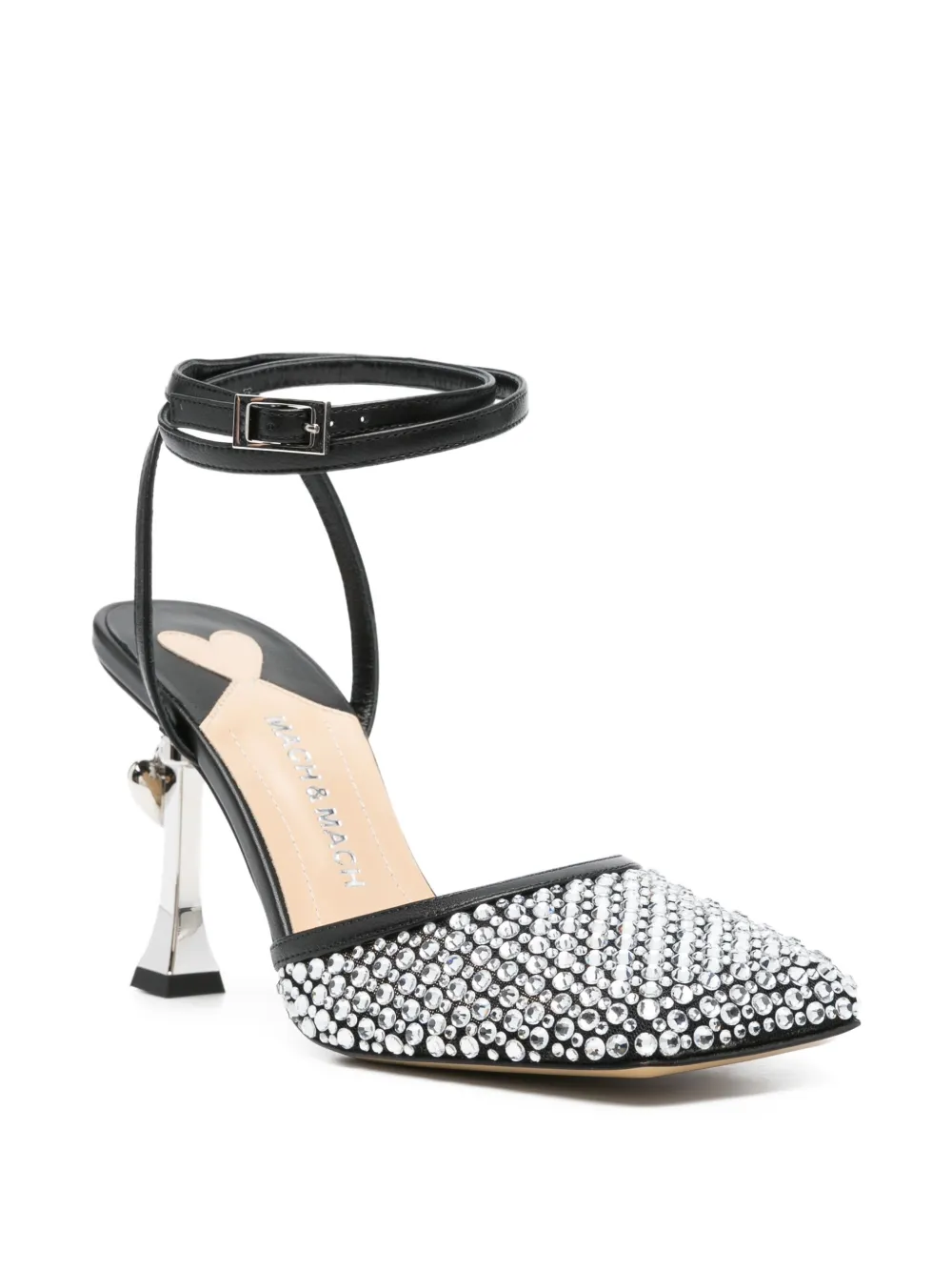 MACH & MACH 95mm crystal-embellished ankle-strap pumps Black