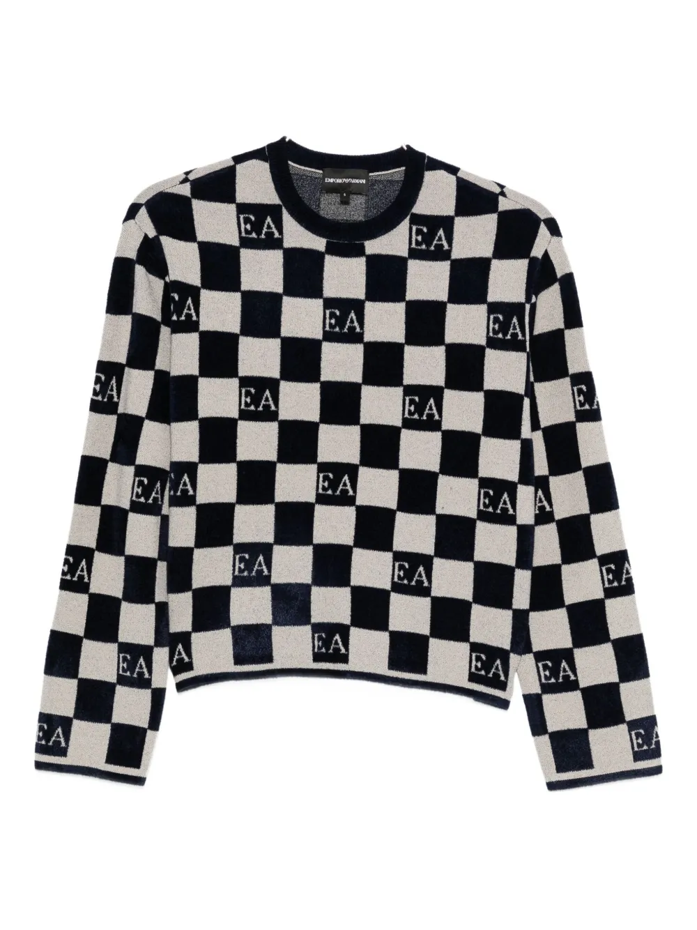 Emporio Armani Jacquard Chenille Jumper With Pattern In White