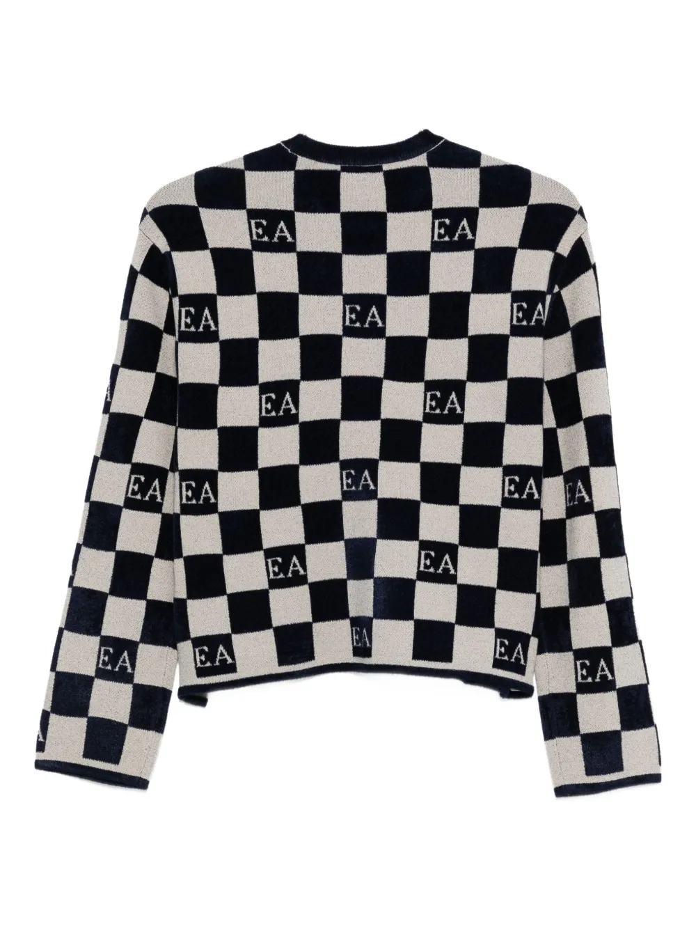 Emporio Armani Jacquard Chenille Jumper With Pattern In White