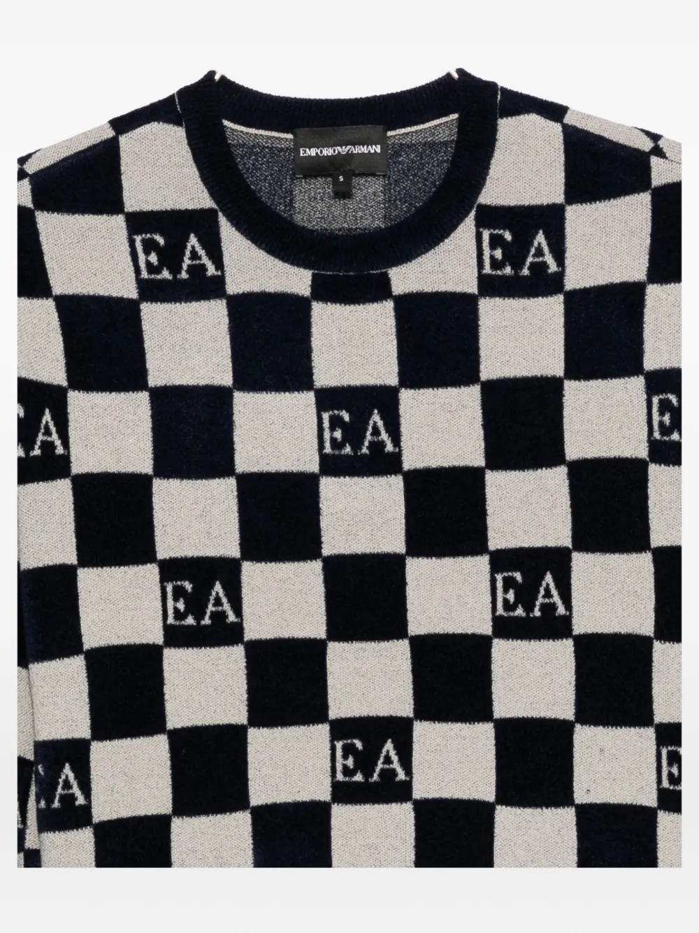 Emporio Armani Jacquard Chenille Jumper With Pattern In White