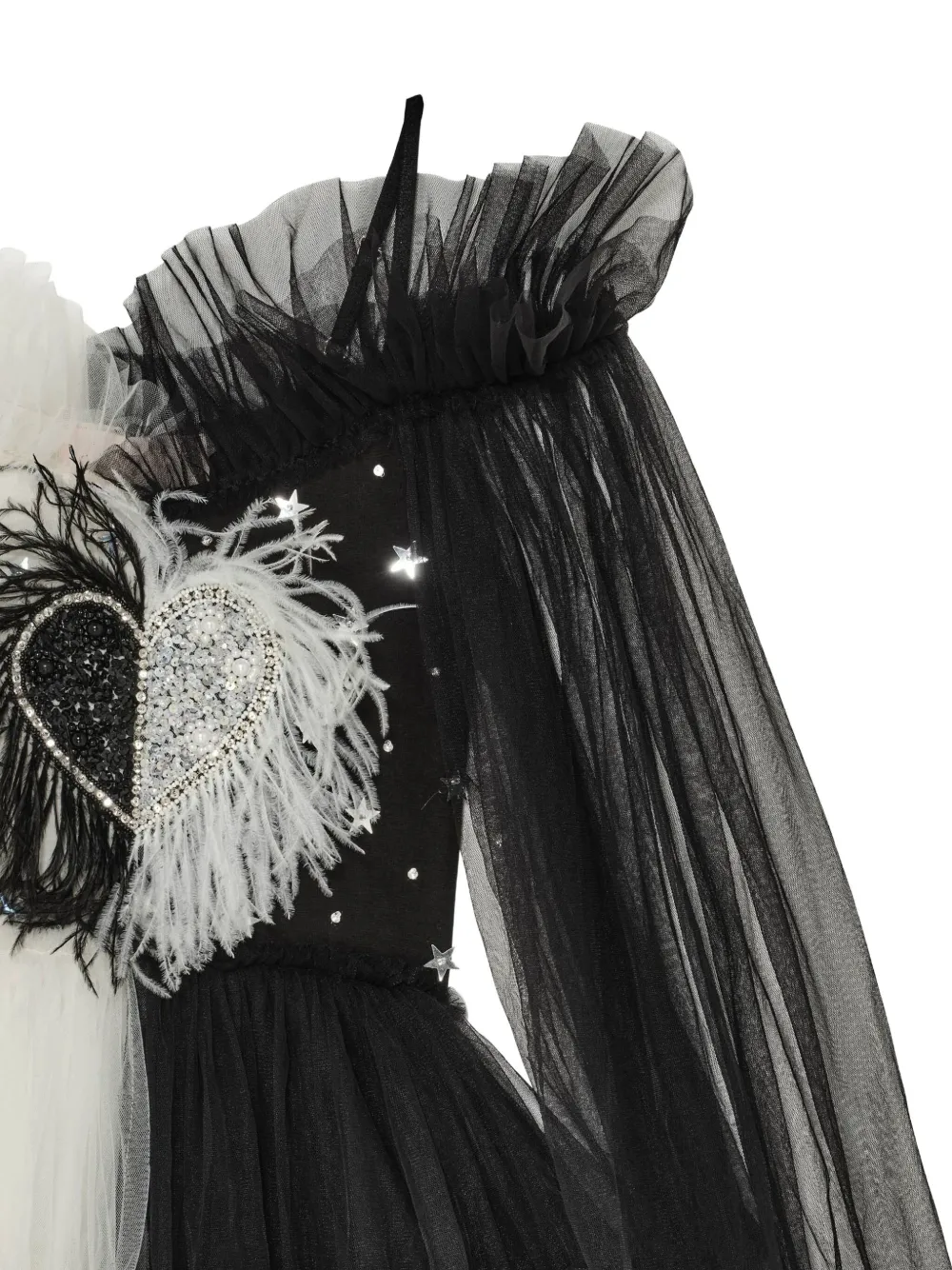 Tutu Du Monde Tulen jurk verfraaid met hart en ruches Beige