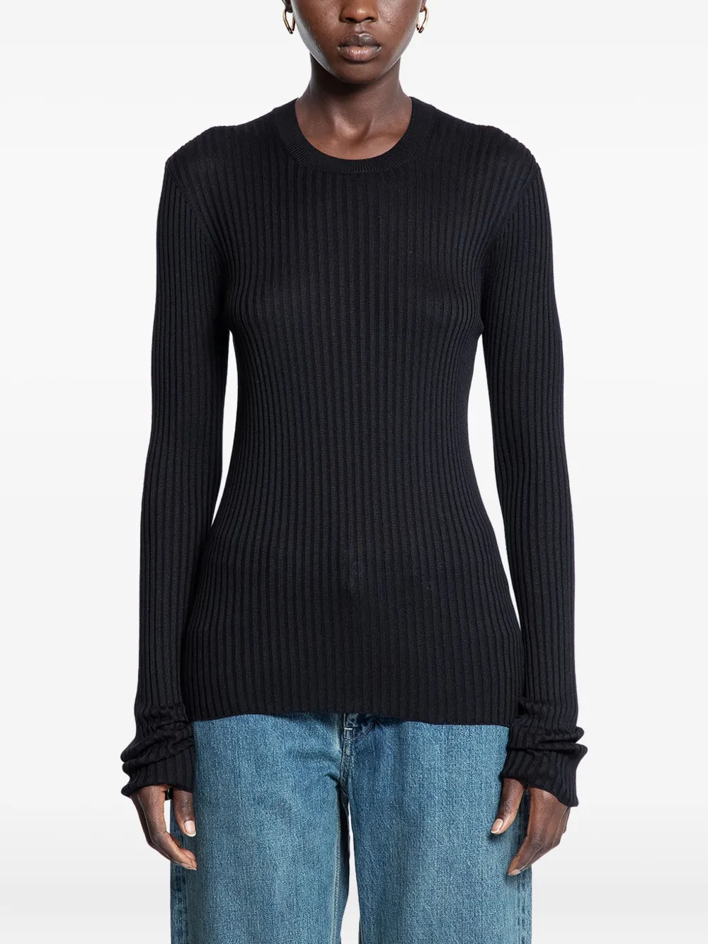 Jil Sander long-sleeve ribbed-knit top - Black