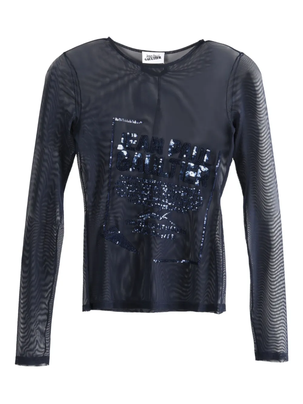 Jean Paul Gaultier Sequin-embellished Mesh Top In Blue
