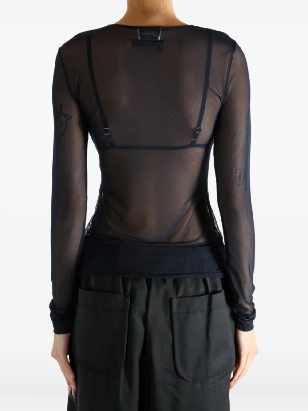 Jean Paul Gaultier Sequin-embellished Mesh Top In Blue