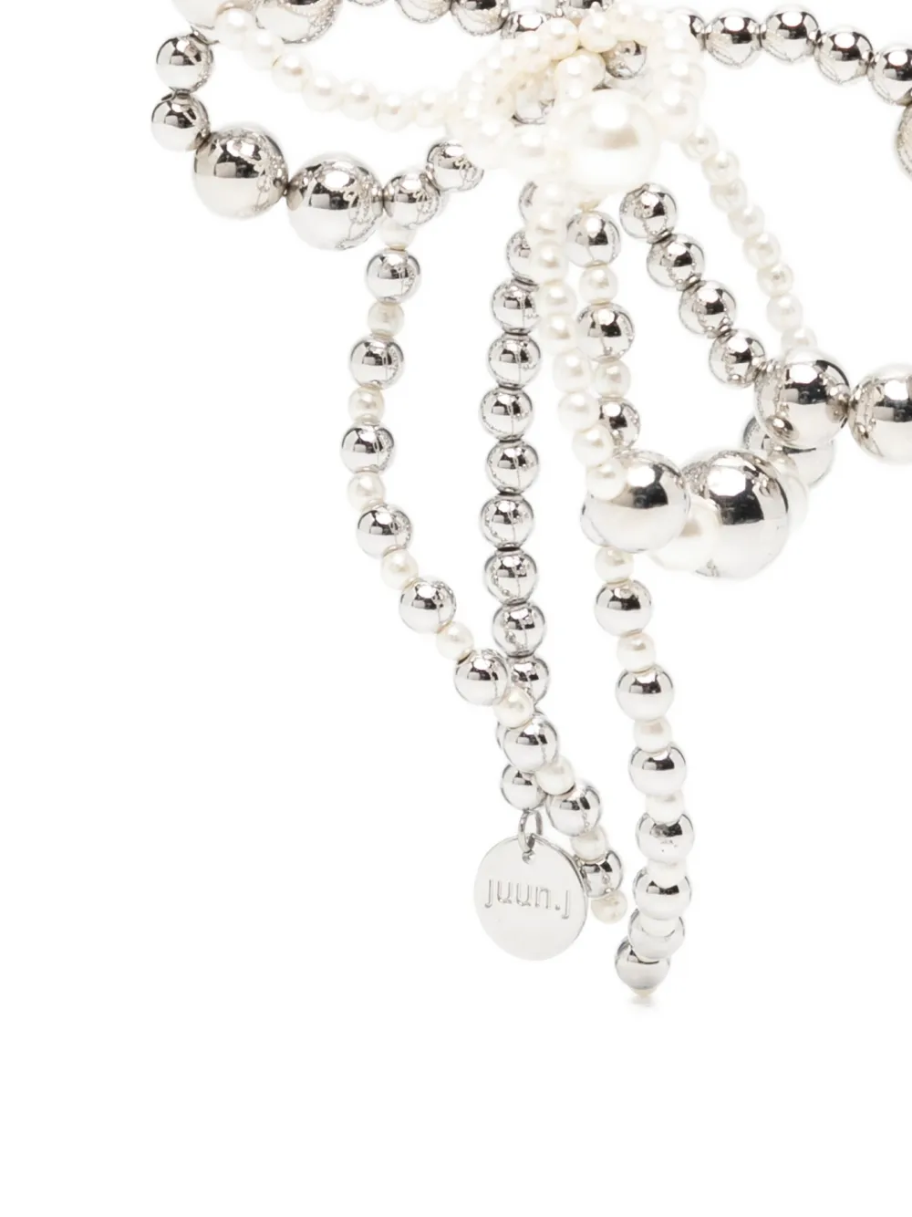 Juun.J Ribbon sleutelhanger met kralen Zilver