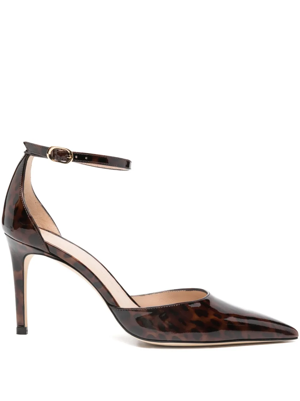 Stuart Weitzman 85mm leopard-print ankle-strap pumps Brown