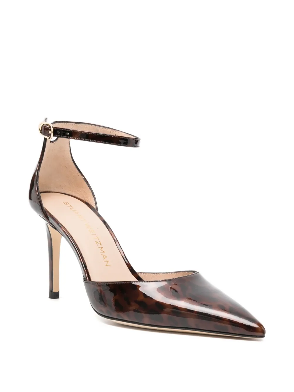 Stuart Weitzman 85mm leopard-print ankle-strap pumps Bruin