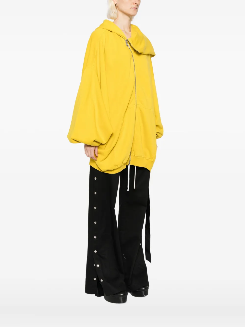 Rick Owens Drkshdw Exaggerated Cotton Hoodie In Yellow