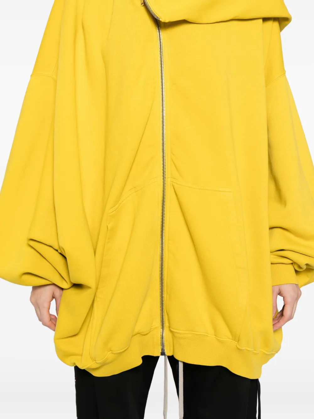 Rick Owens Drkshdw Exaggerated Cotton Hoodie In Yellow