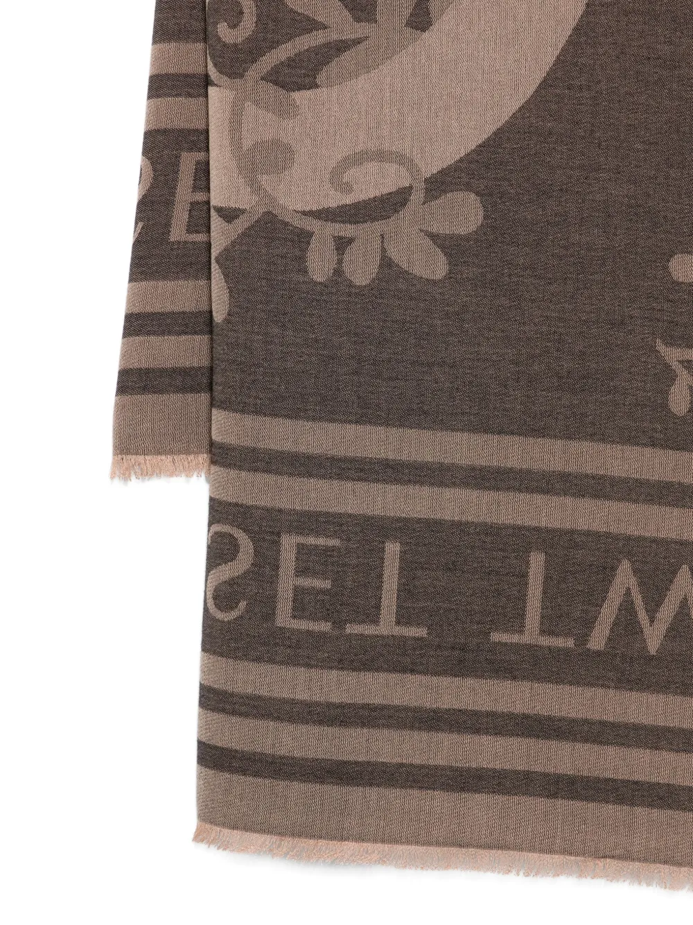 Twinset Floral-patterned Fringed Scarf In Brown