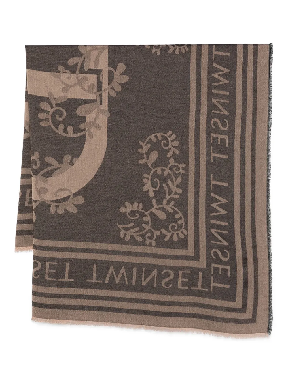 TWINSET floral-patterned fringed scarf | Brown | Image 1