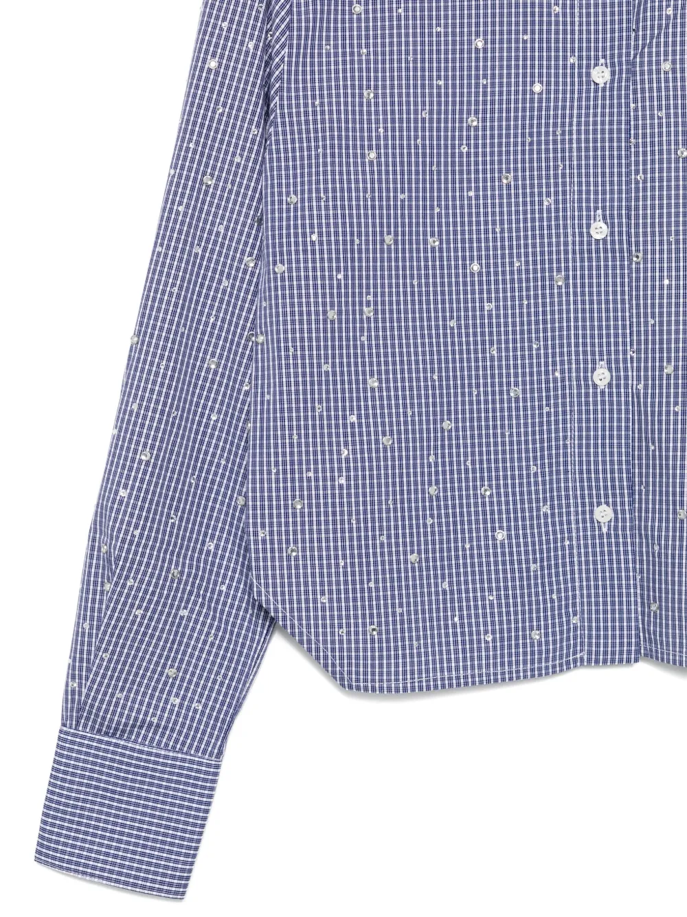 Liu •jo Cropped Blue Shirt With Checkered Pattern In Blue