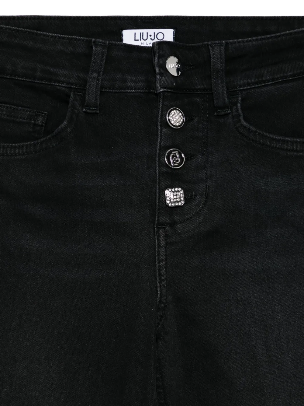 Liu •jo Belt Loop Denim Trousers In Black