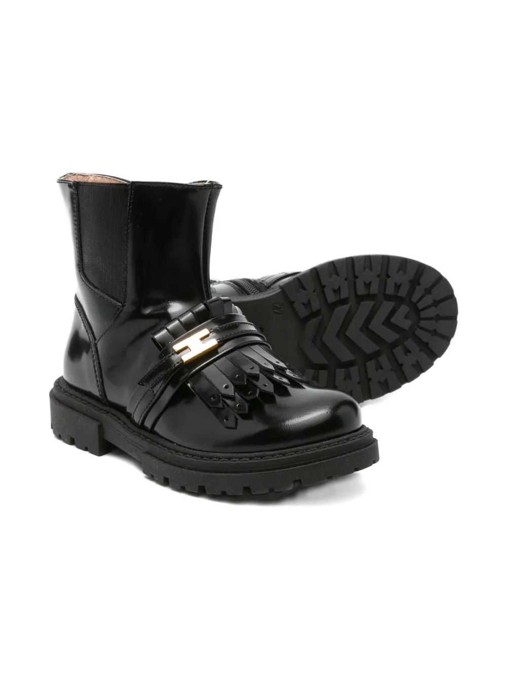 Elisabetta Franchi La Mia Bambina fringe-detail boots Black