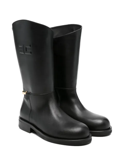 Elisabetta Franchi La Mia Bambina embossed-logo leather boots
