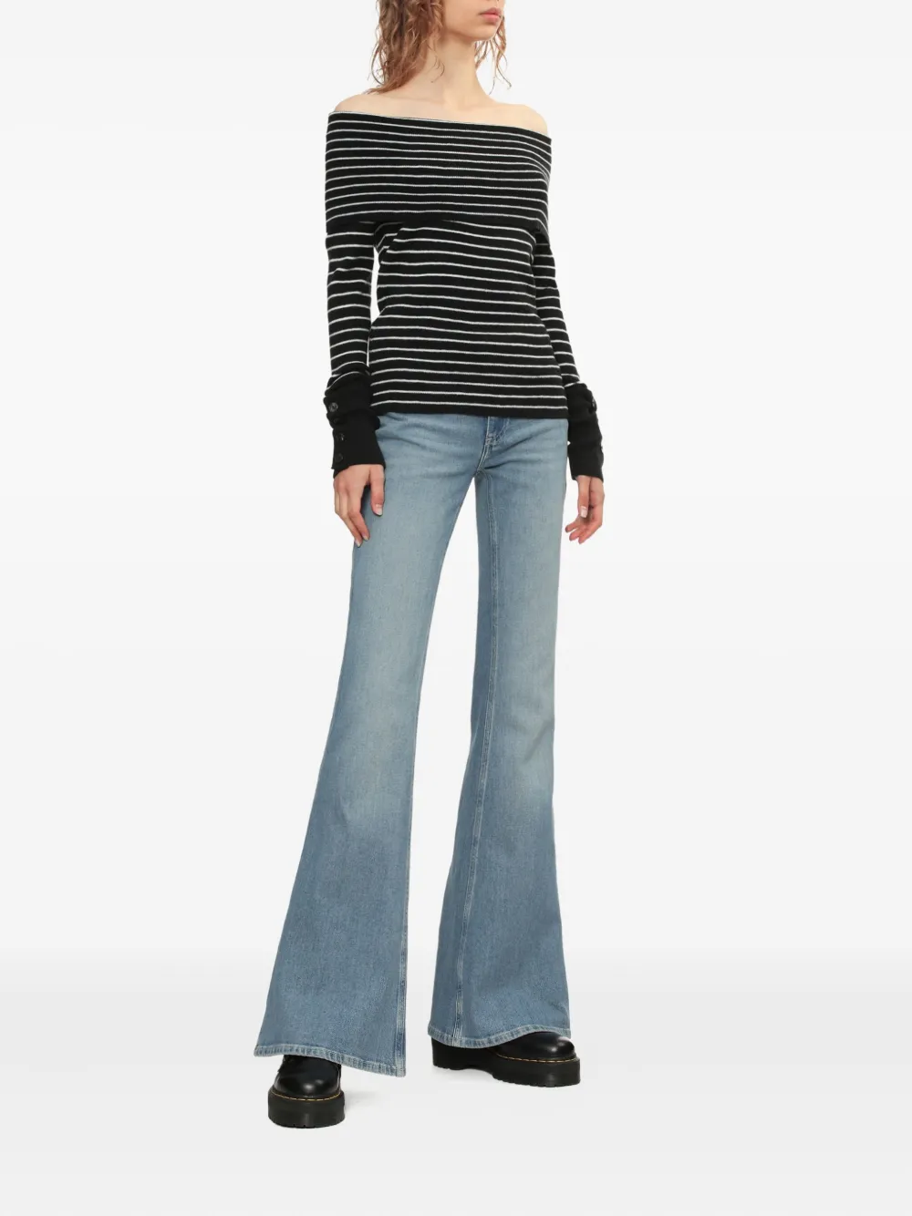 Free People Off-shoulder Striped Sweater In Multi