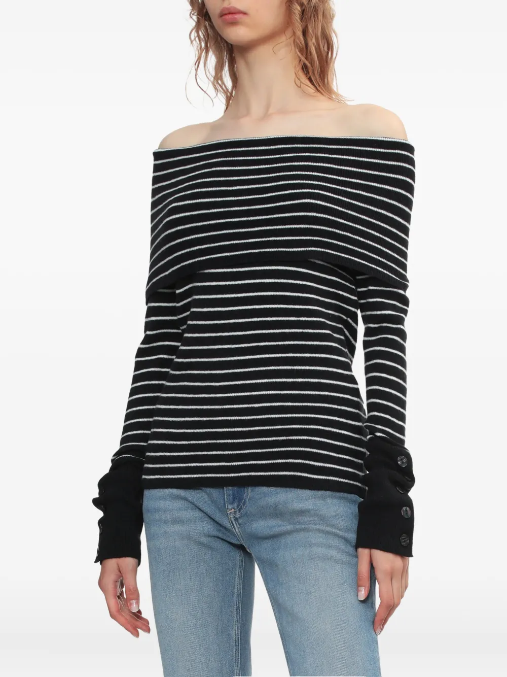 Free People Off-shoulder Striped Sweater In Multi