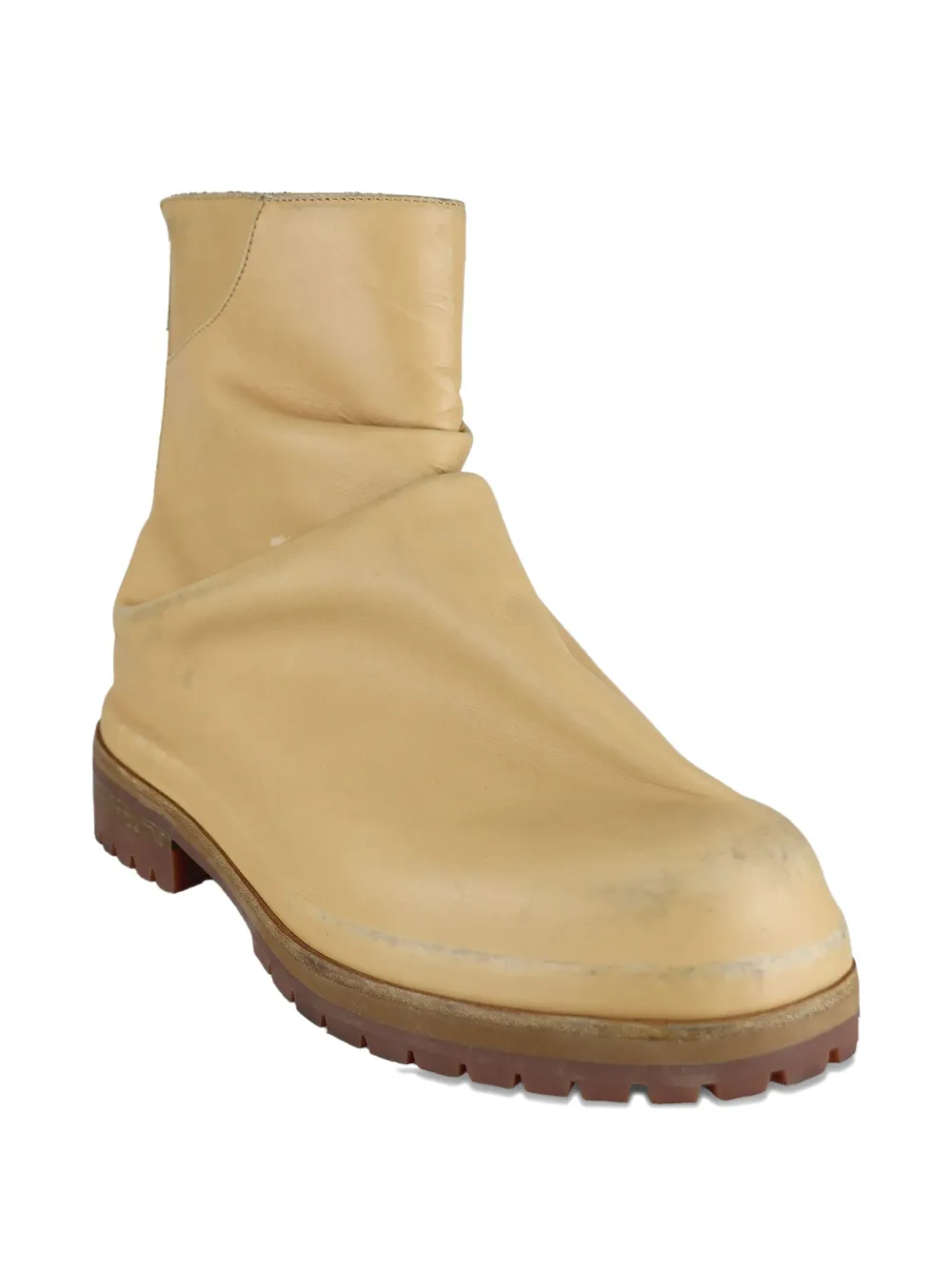 424 MARATHON leather zip boots Yellow