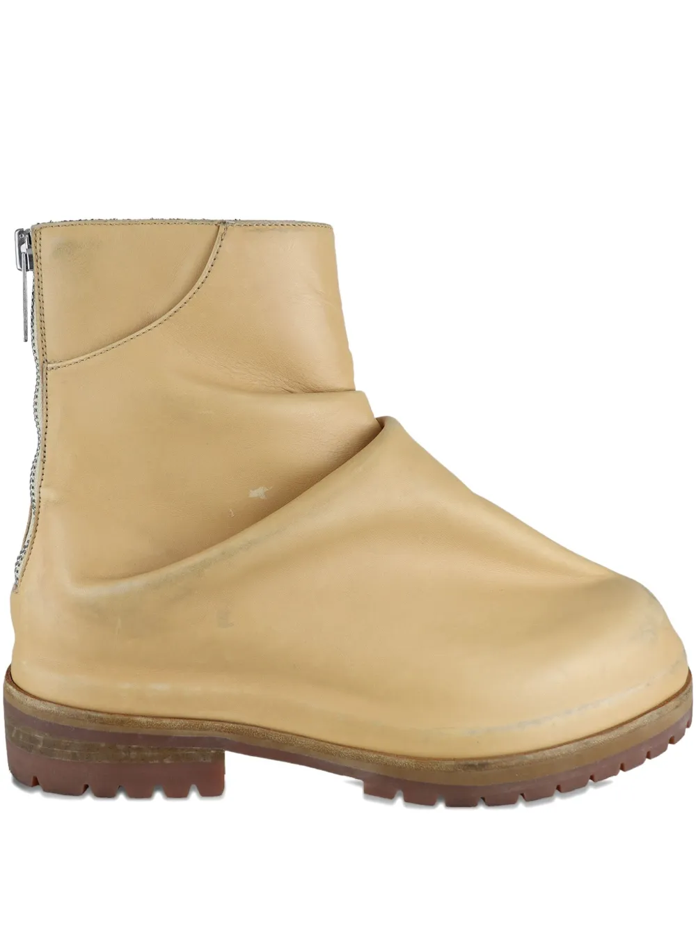 424 MARATHON leather zip boots Yellow