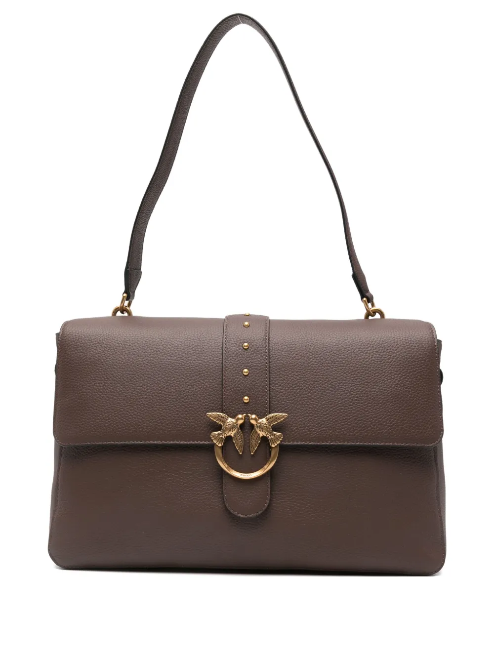 Pinko Leather Maxi Love Bag Slouchy Shoulder Bag In Brown