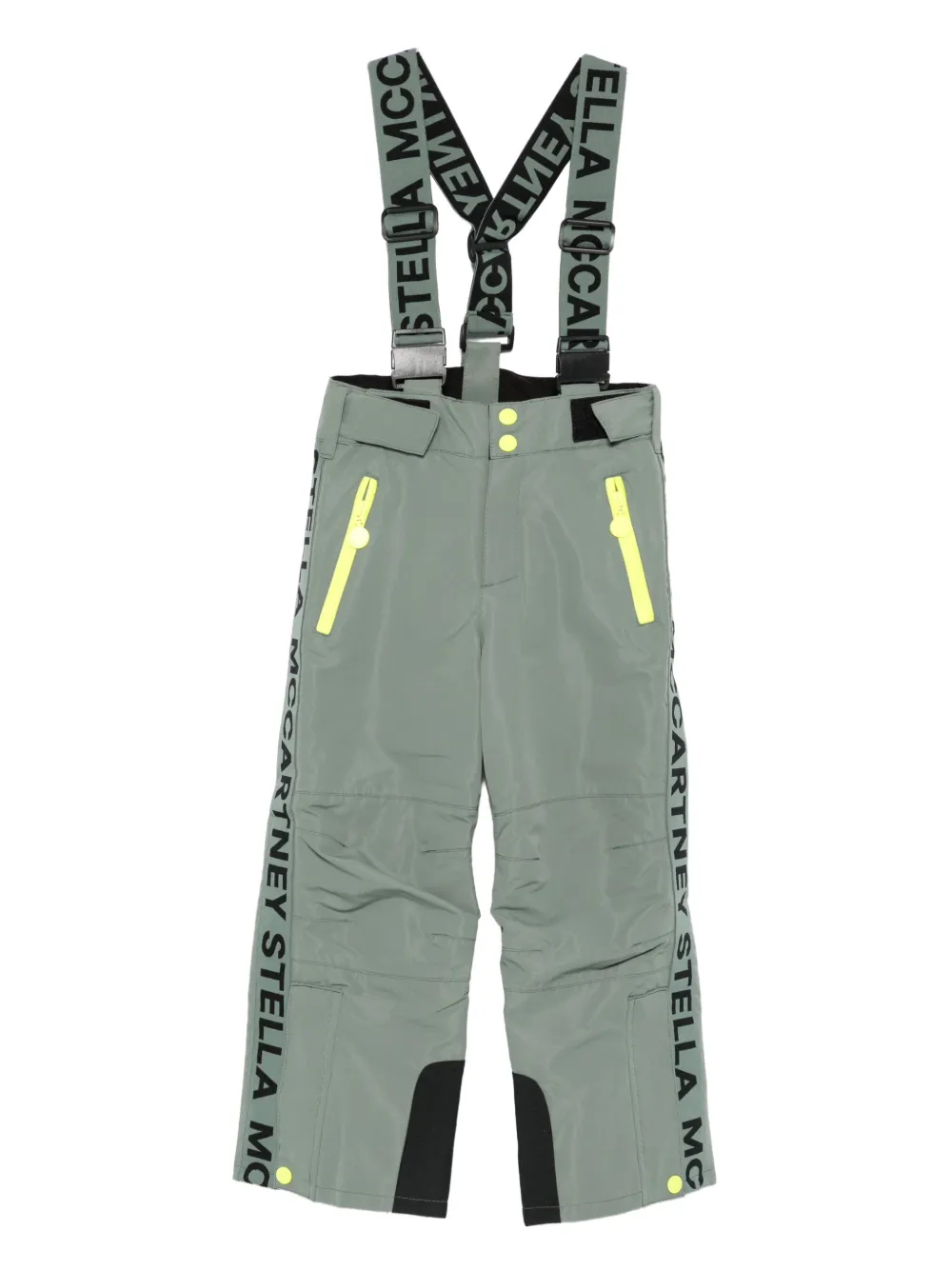 Stella McCartney Kids logo-detail suspender ski pants | Green | Image 1