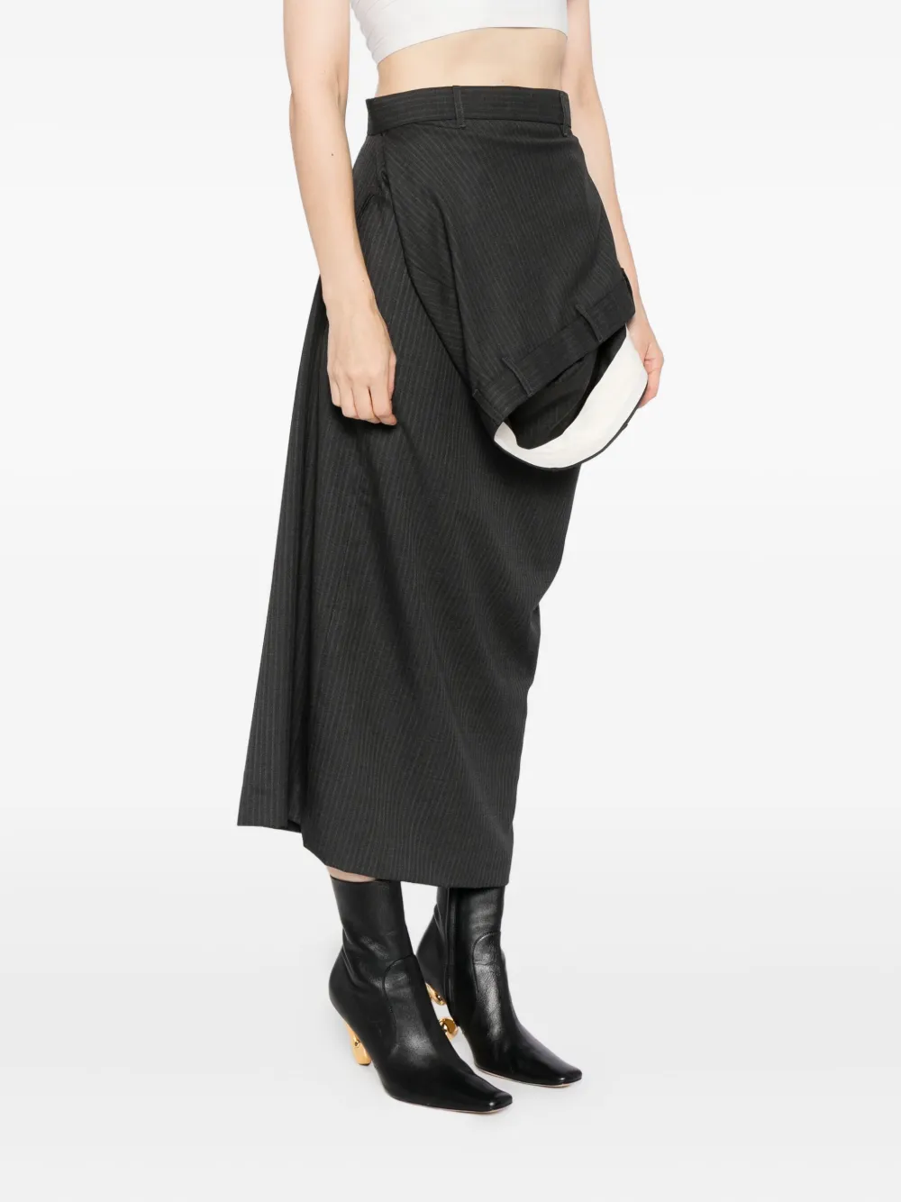 Moohong Deconstructed Wool Skirt In Gray