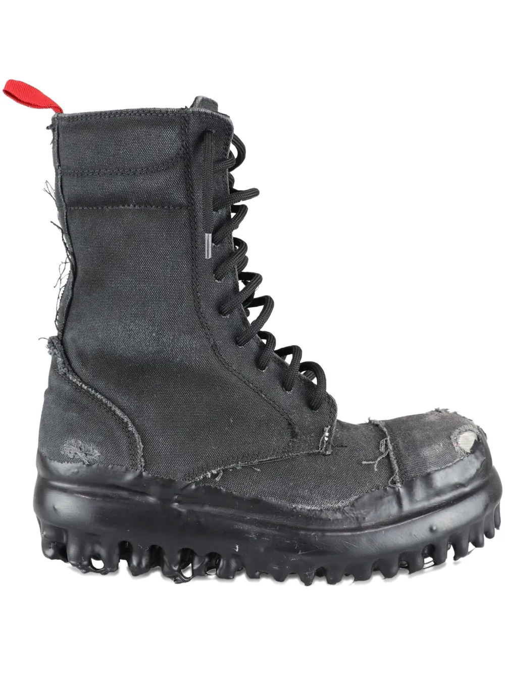 424 Miner lace-up frayed boots Black