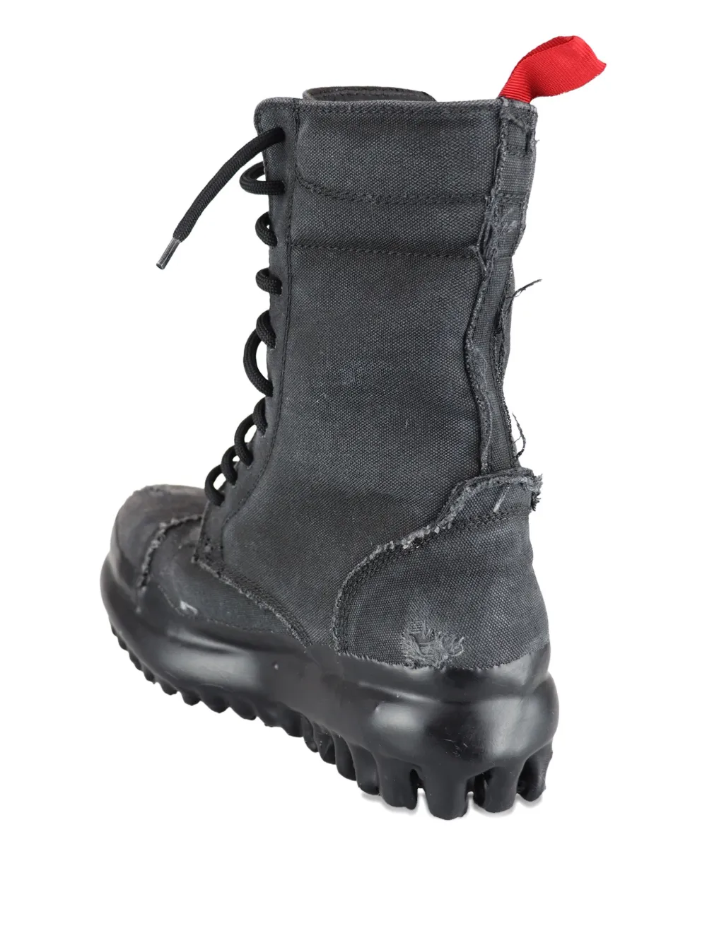 424 Miner lace-up frayed boots Black