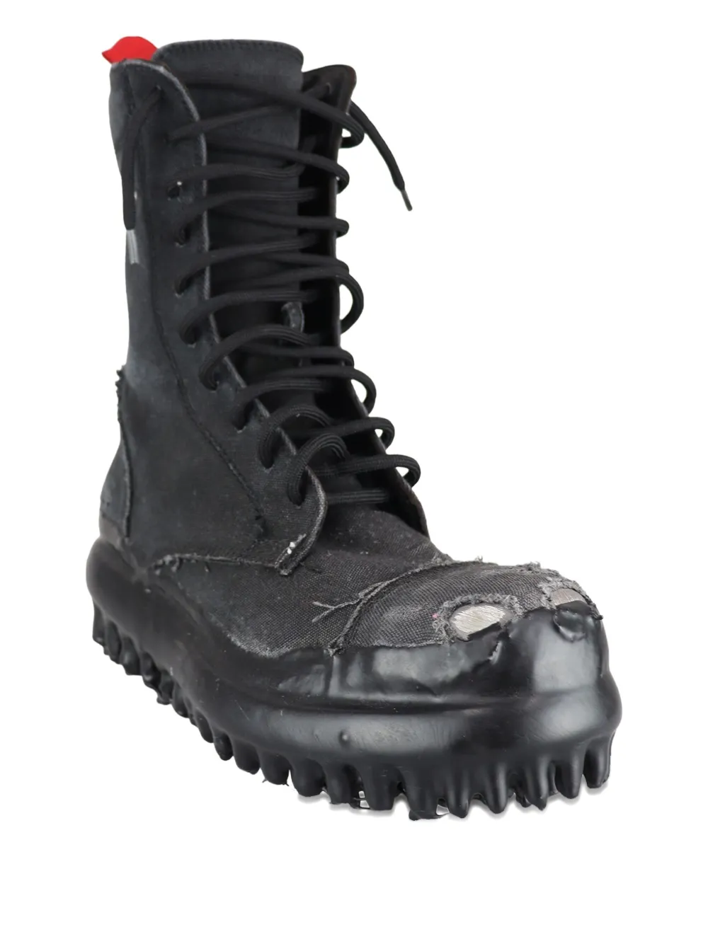 424 Miner lace-up frayed boots Black