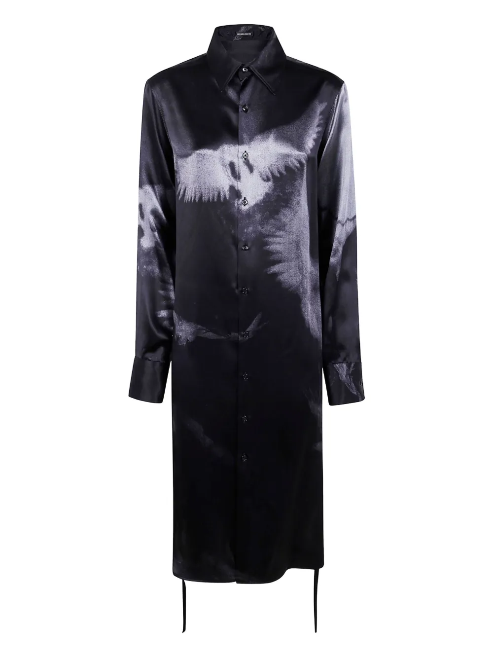 Ann Demeulemeester print-detail silk long-sleeves shirt | Black | Image 1