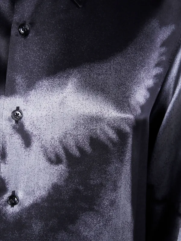 Ann Demeulemeester プリント シルクシャツ | ブラック