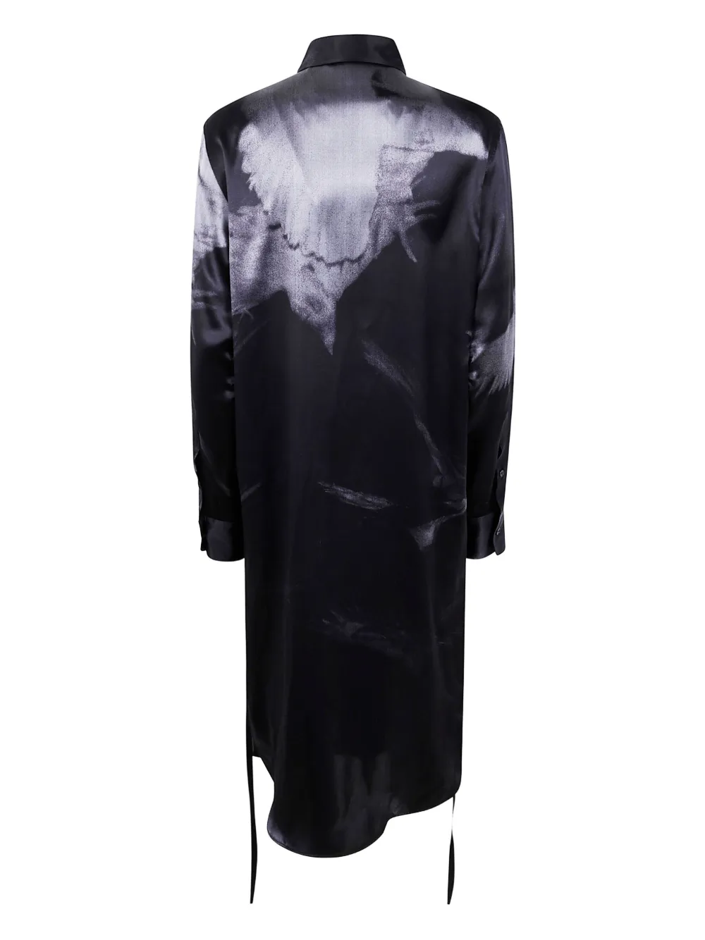 Ann Demeulemeester print-detail silk long-sleeves shirt - Zwart